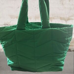A New Day Green Quilted Puffer Tote Bag
